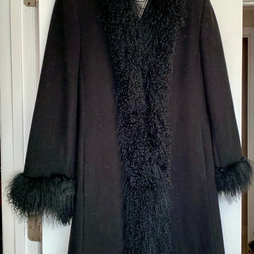 Vintage Marvin Richards Black Coat with Fur Trim